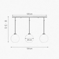 Deckenlampe 3-flammig Messing Glas höhenverstellbar E27