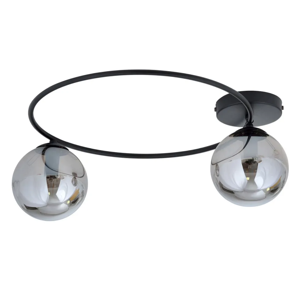 Deckenlampe 2-flammig rund Ø 47 cm Rauchglas Metall