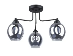 Deckenlampe 3-flammig Schwarz Rauchglas E27 Modern