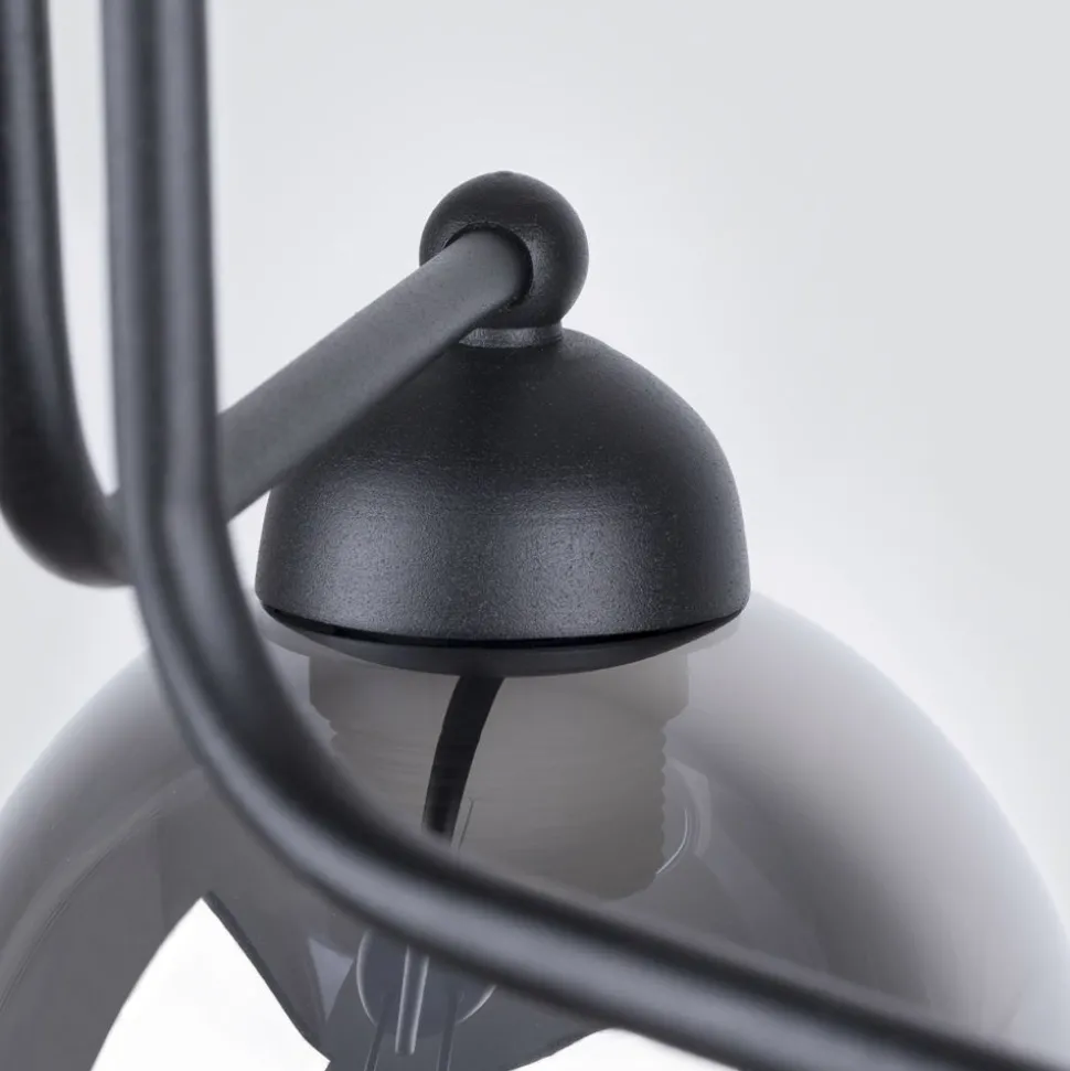 Deckenlampe 3-flammig Schwarz Rauchglas E27 Modern