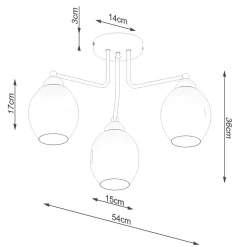 Deckenlampe 3-flammig Schwarz Rauchglas E27 Modern