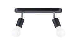 Deckenlampe 2-flammig Schwarz Metall 33 cm lang E27