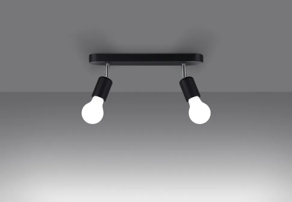 Deckenlampe 2-flammig Schwarz Metall 33 cm lang E27