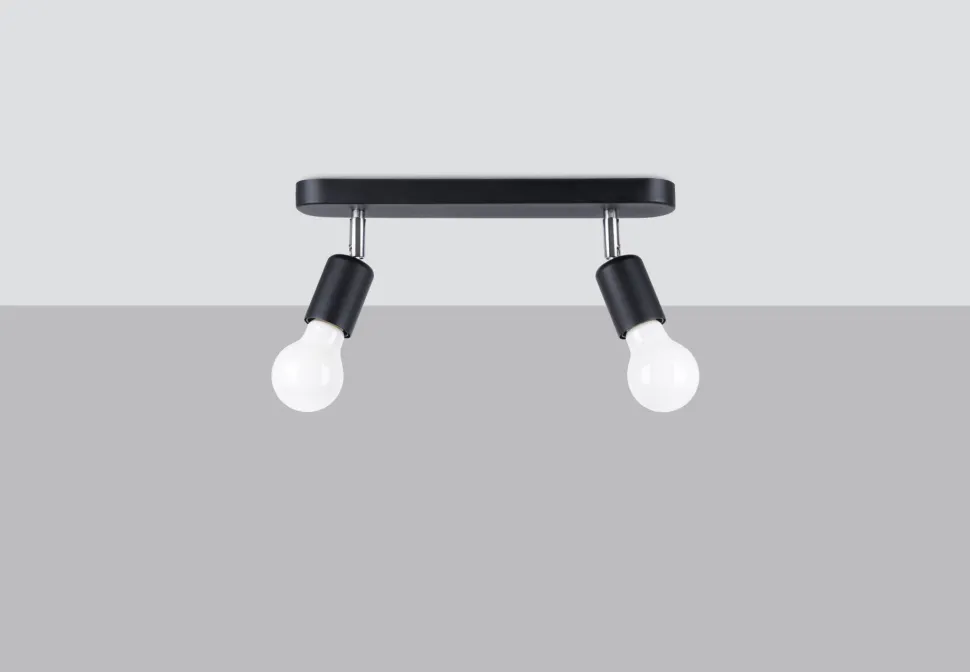 Deckenlampe 2-flammig Schwarz Metall 33 cm lang E27