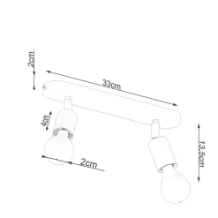 Deckenlampe 2-flammig Schwarz Metall 33 cm lang E27