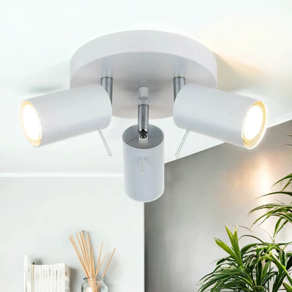 Deckenlampe 3-flammig Weiß Ø 20 cm Metall verstellbar