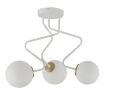 Deckenlampe 3-flammig Weiß Gold Metall Glas satiniert