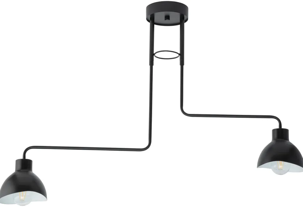 Deckenlampe 2-flammig Weiß Schwarz E27 L:93 cm länglich