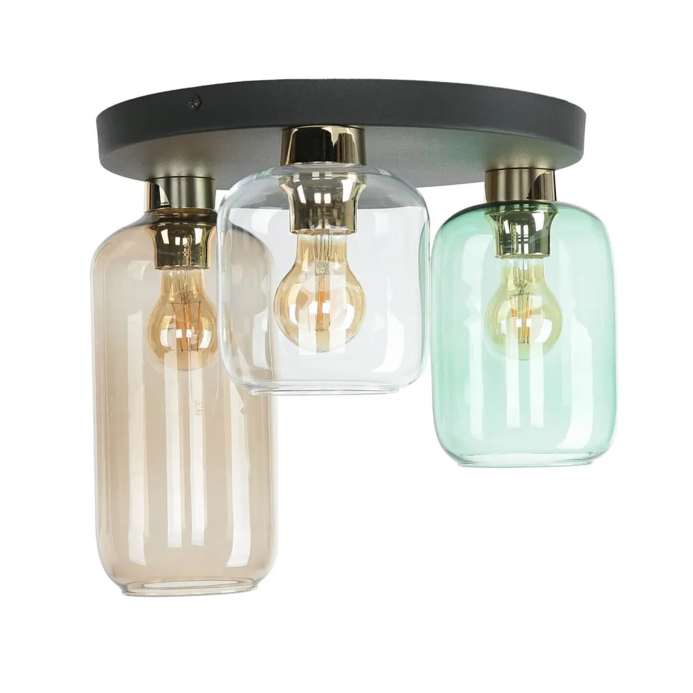 Deckenlampe Glas 3-flammig farbig Ø 44 cm elegant