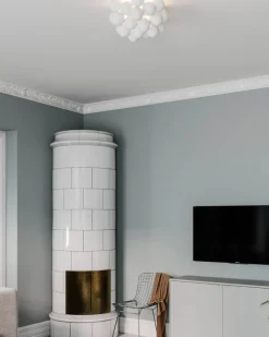 Deckenlampe Glas Metall 50 cm breit Weiß matt G9 Modern