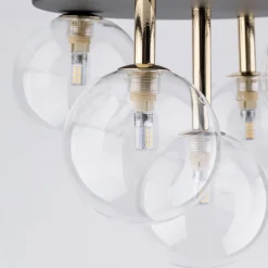 Deckenlampe Glas Metall Ø 35 cm klein Schwarz Gold 5x G9