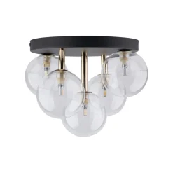 Deckenlampe Glas Metall Ø 35 cm klein Schwarz Gold 5x G9