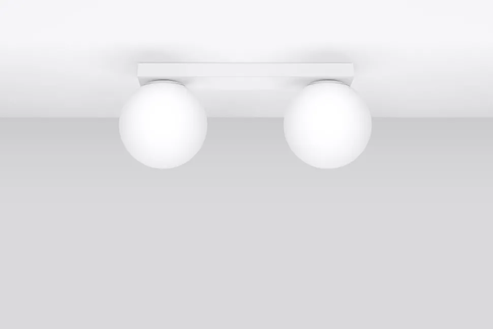 Deckenlampe Glas Metall 34,5 cm 2x G9 Weiß Kugelschirme