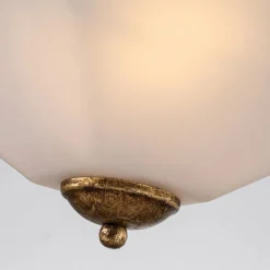 Deckenlampe Glas Metall B: 36,8 cm 2x E27 in Gold antik Weiß