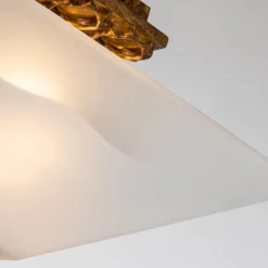 Deckenlampe Glas Metall B: 36,8 cm 2x E27 in Gold antik Weiß