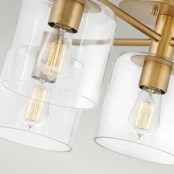 Deckenlampe Glas Metall E27 80,8 cm breit in Messing antik