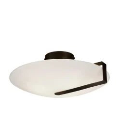 Deckenlampe Glas Metall E27 Ø40,5 cm rund Schwarz Weiß