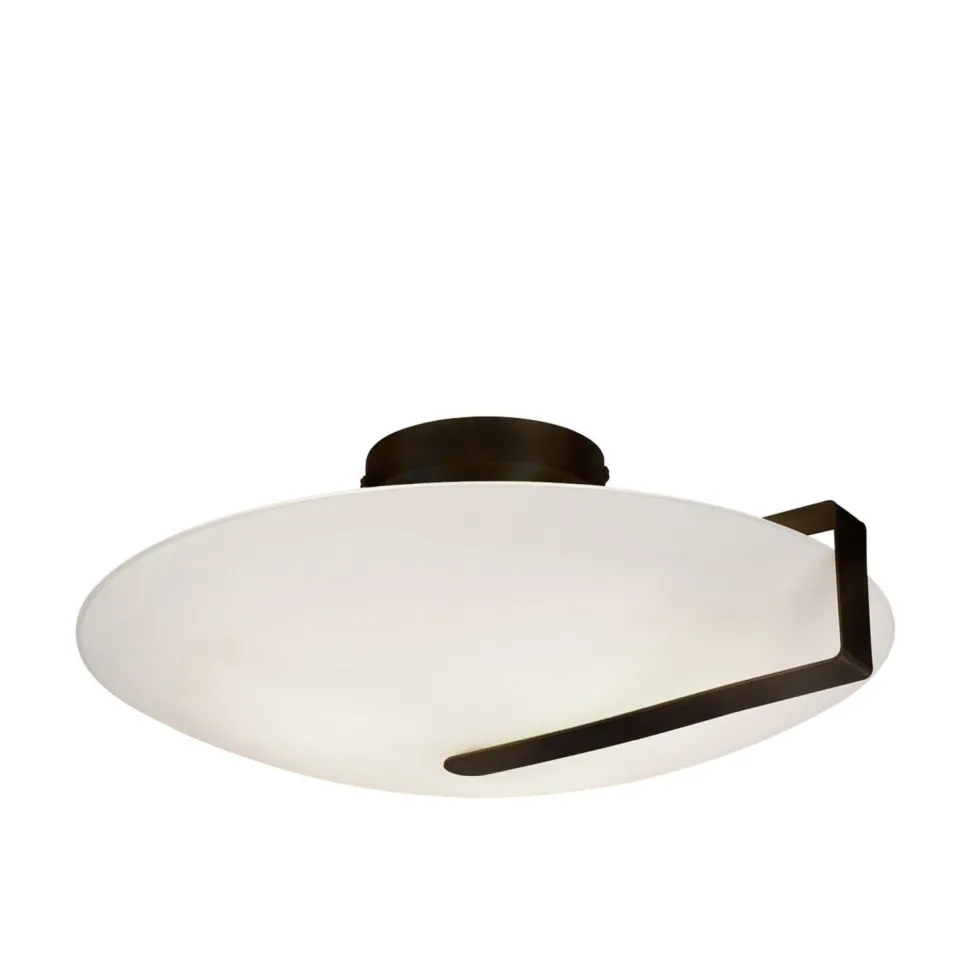 Deckenlampe Glas Metall E27 Ø40,5 cm rund Schwarz Weiß