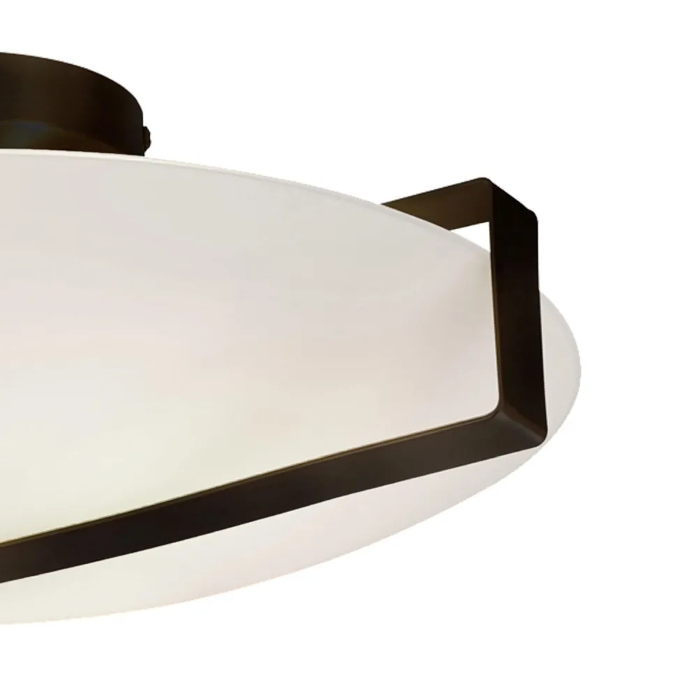 Deckenlampe Glas Metall E27 Ø40,5 cm rund Schwarz Weiß