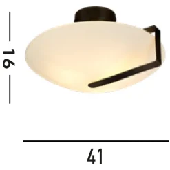Deckenlampe Glas Metall E27 Ø40,5 cm rund Schwarz Weiß