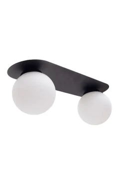 Deckenlampe Glas Metall E27 2-flammig Schwarz Weiß