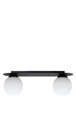 Deckenlampe Glas Metall E27 2-flammig Schwarz Weiß