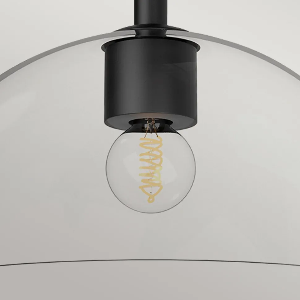 Deckenlampe Glas Metall E27 D: 30,5 cm rund Schwarz