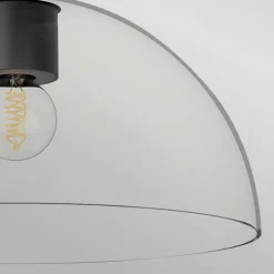 Deckenlampe Glas Metall E27 D: 30,5 cm rund Schwarz