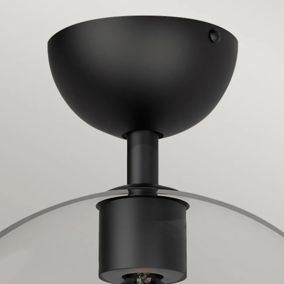 Deckenlampe Glas Metall E27 D: 30,5 cm rund Schwarz