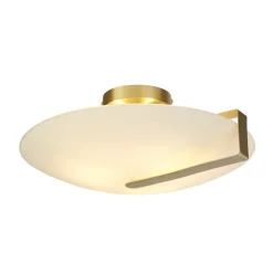 Deckenlampe Glas Metall E27 Ø40,5 cm rund in Gold Weiß