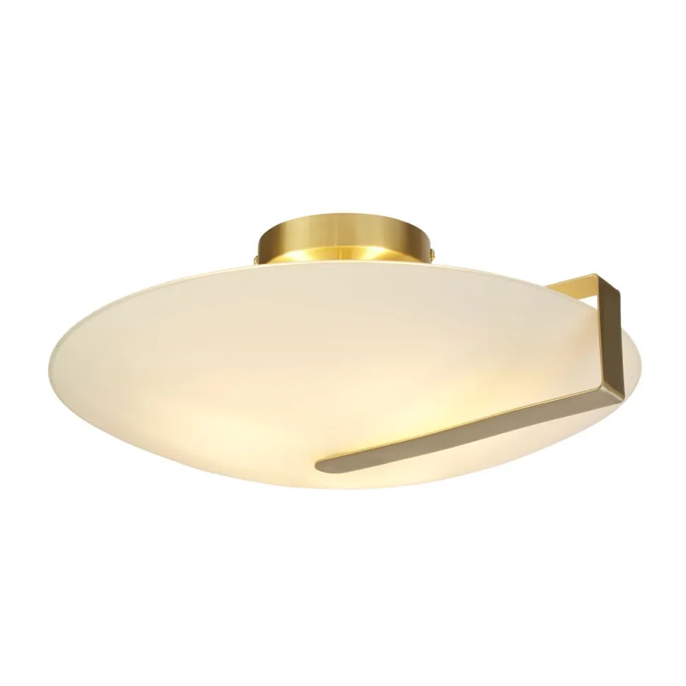 Deckenlampe Glas Metall E27 Ø40,5 cm rund in Gold Weiß