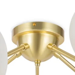 Deckenlampe Glas Metall G9 75 cm breit in Gold Weiß