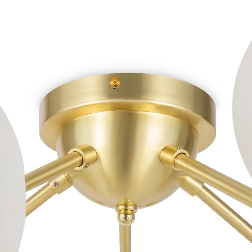 Deckenlampe Glas Metall G9 75 cm breit in Gold Weiß