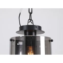 Deckenlampe Glas Metall in Schwarz Rauchgrau B:22 cm