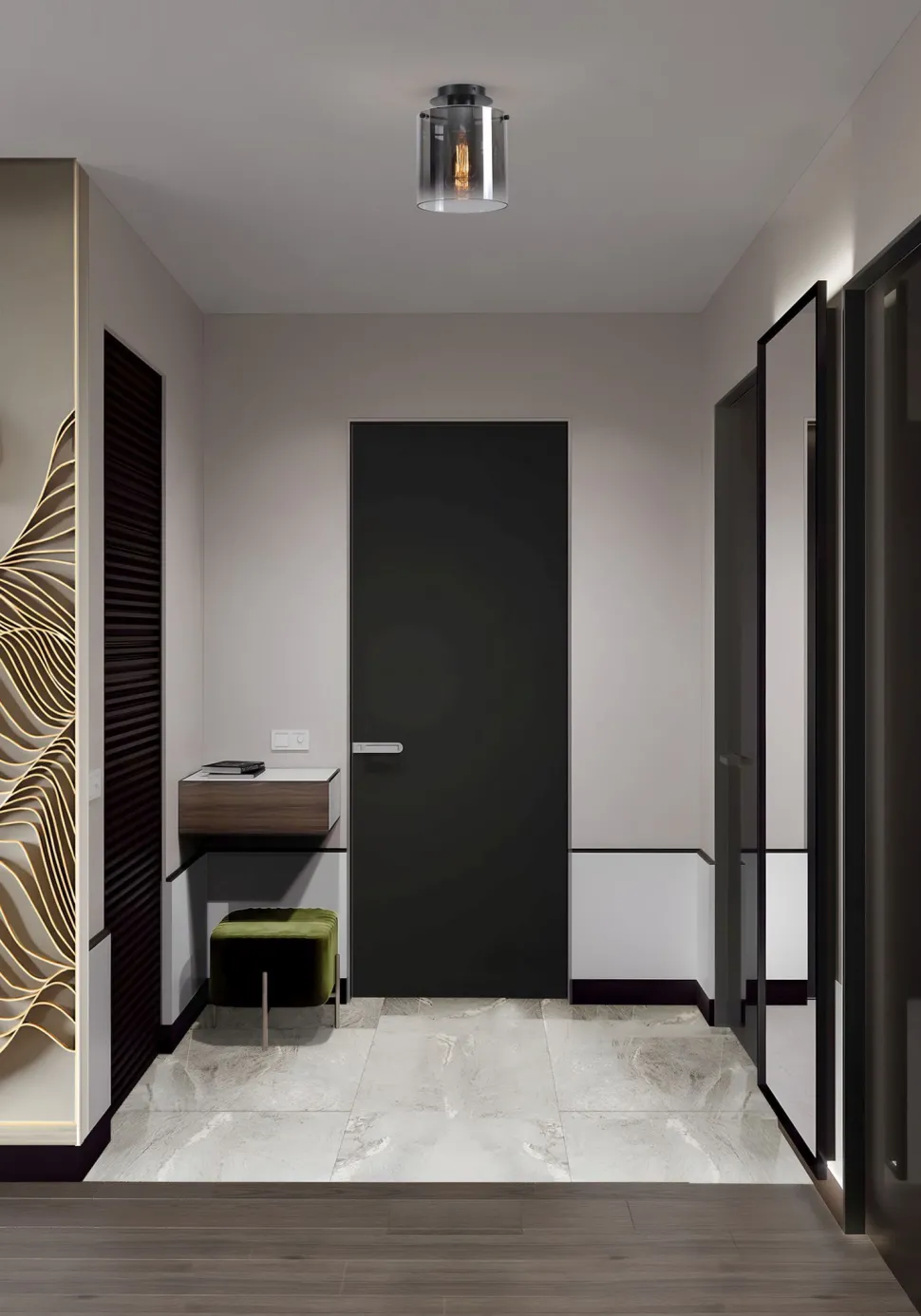 Deckenlampe Glas Metall in Schwarz Rauchgrau B:22 cm