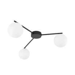 Deckenlampe Glas Metall L: 56,5 cm G9 Schwarz Weiß 3-flammig