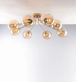 Deckenlampe Glas Metall Messing Champagner L:88 cm G9