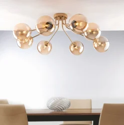 Deckenlampe Glas Metall Messing Champagner L:88 cm G9