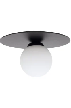 Deckenlampe Glas Metall Schwarz E27 Ø20 cm blendarm