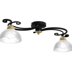 Deckenlampe Glas Metall Schwarz Weiß Messing E27 78 cm