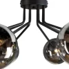 Deckenlampe Glas Metall Schwarz Rauchgrau L:88 cm G9