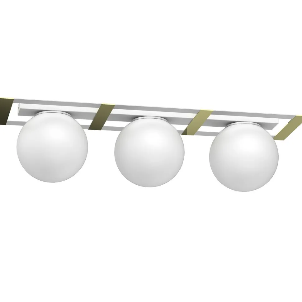 Deckenlampe Glaskugeln Metall in Weiß Gold E27 L:70 cm