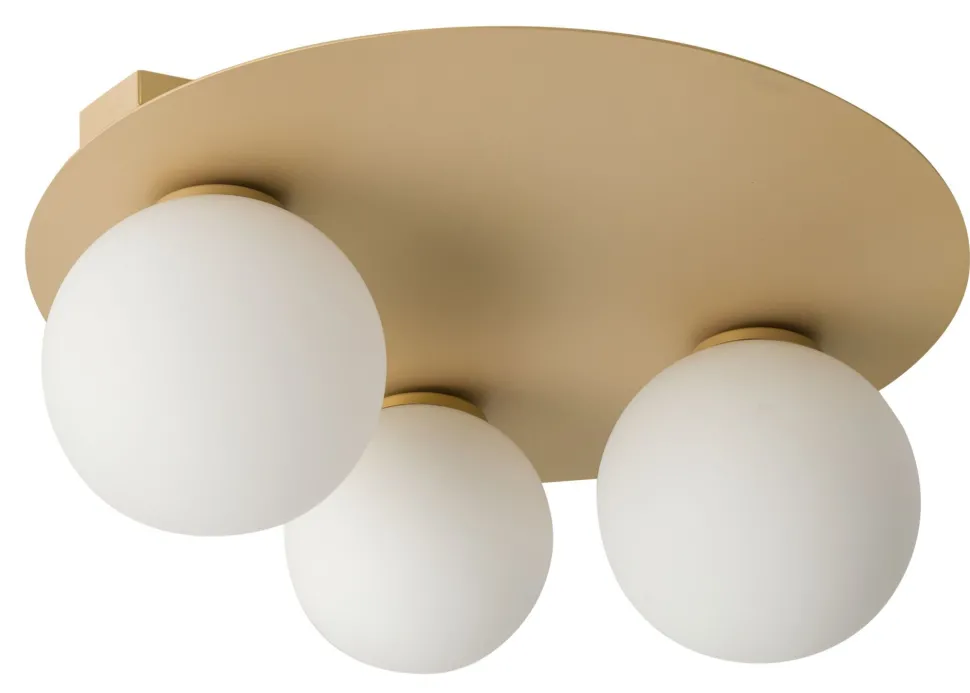 Deckenlampe Gold Glas Kugel Metall 3-flammig B:40 cm