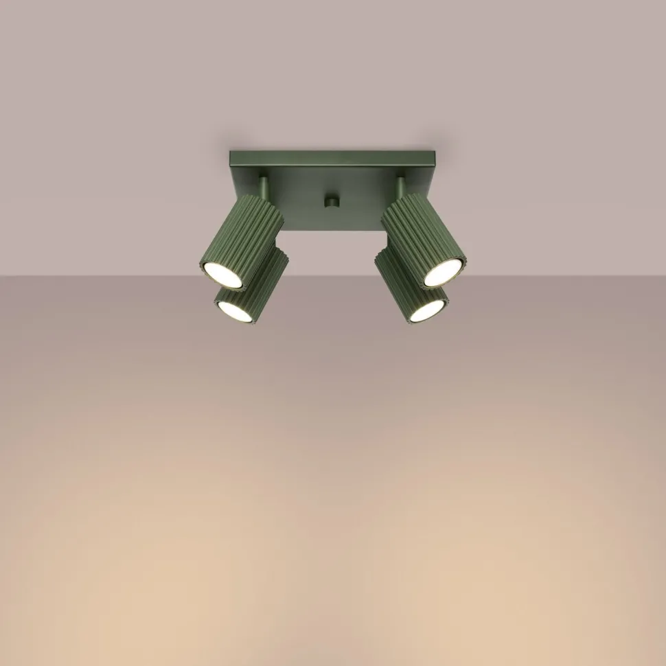 Deckenlampe Grün B: 25 cm klein schwenkbar 4x GU10 Aluminium