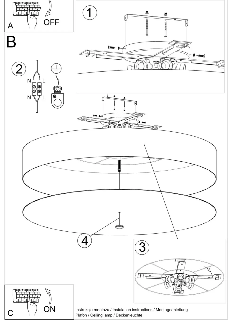 Deckenlampe groß Ø 100 cm rund Weiß blendarm Stoff Glas