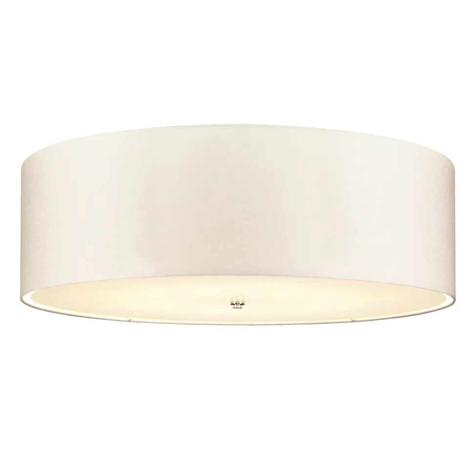 Deckenlampe groß rund 86 cm Stoff in Creme Chrom