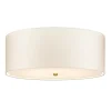 Deckenlampe groß rund 66 cm Stoff in Creme Messing