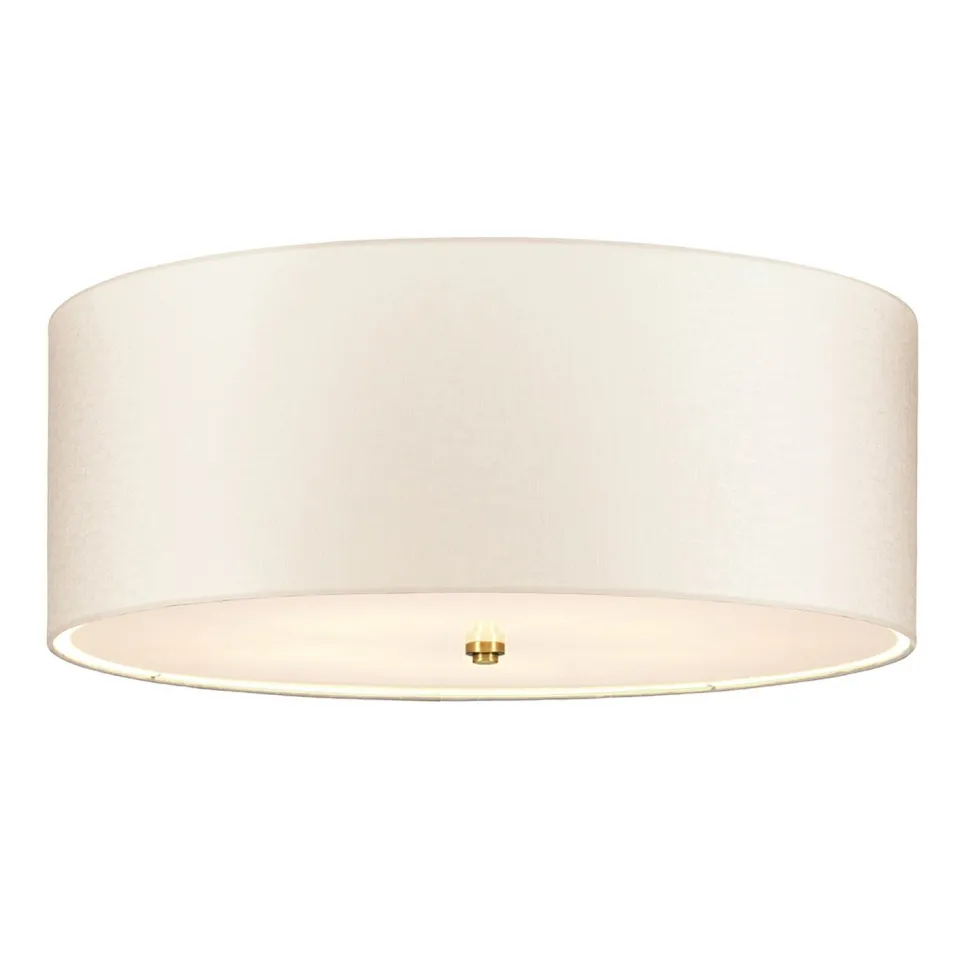 Deckenlampe groß rund 66 cm Stoff in Creme Messing