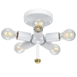 Deckenlampe groß rund 66 cm Stoff in Creme Messing