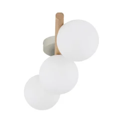 Deckenlampe Holz Glas 47 cm lang G9 in Hell Weiß 3-flammig